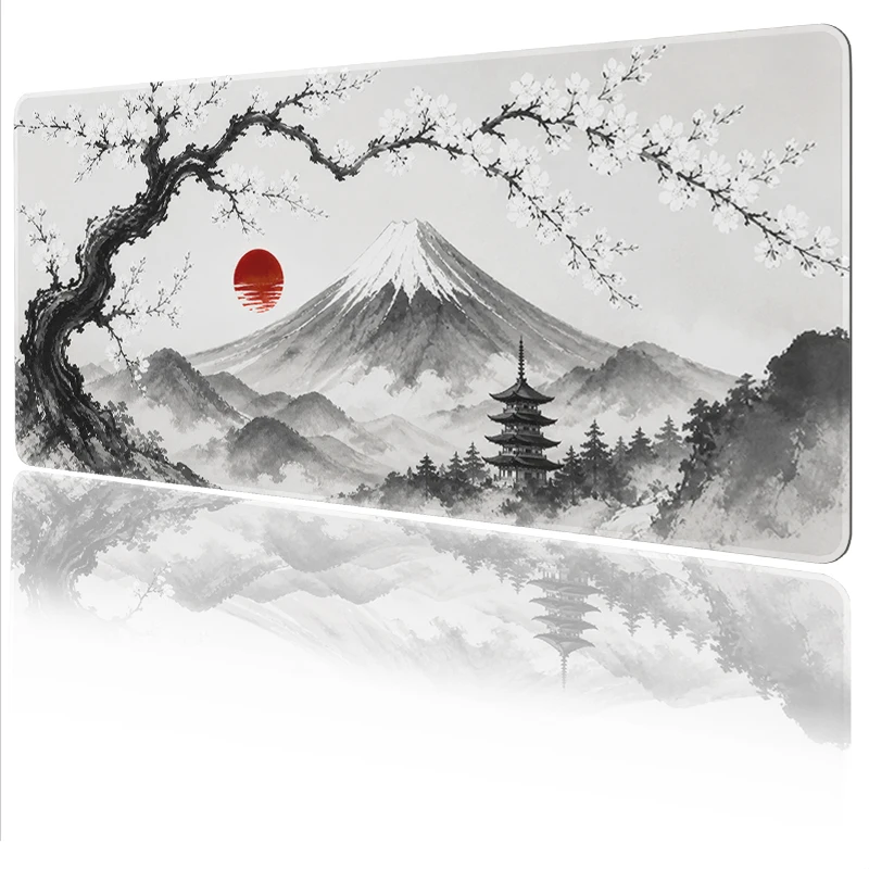 Mouse Pad Ink Mountain Red Sun Gamer XL New Home Mousepad XXL Desk Mats Natural Rubber Office Non-Slip Computer Mouse Mats