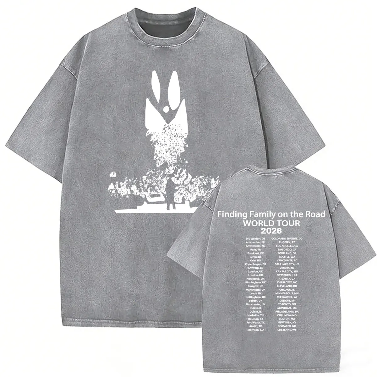 Vintage Washed Alex Warren Finding Family on The Road 2026 World Tour T Shirts Men Women Harajuku Hip Hop Oversized T-shirt Tops