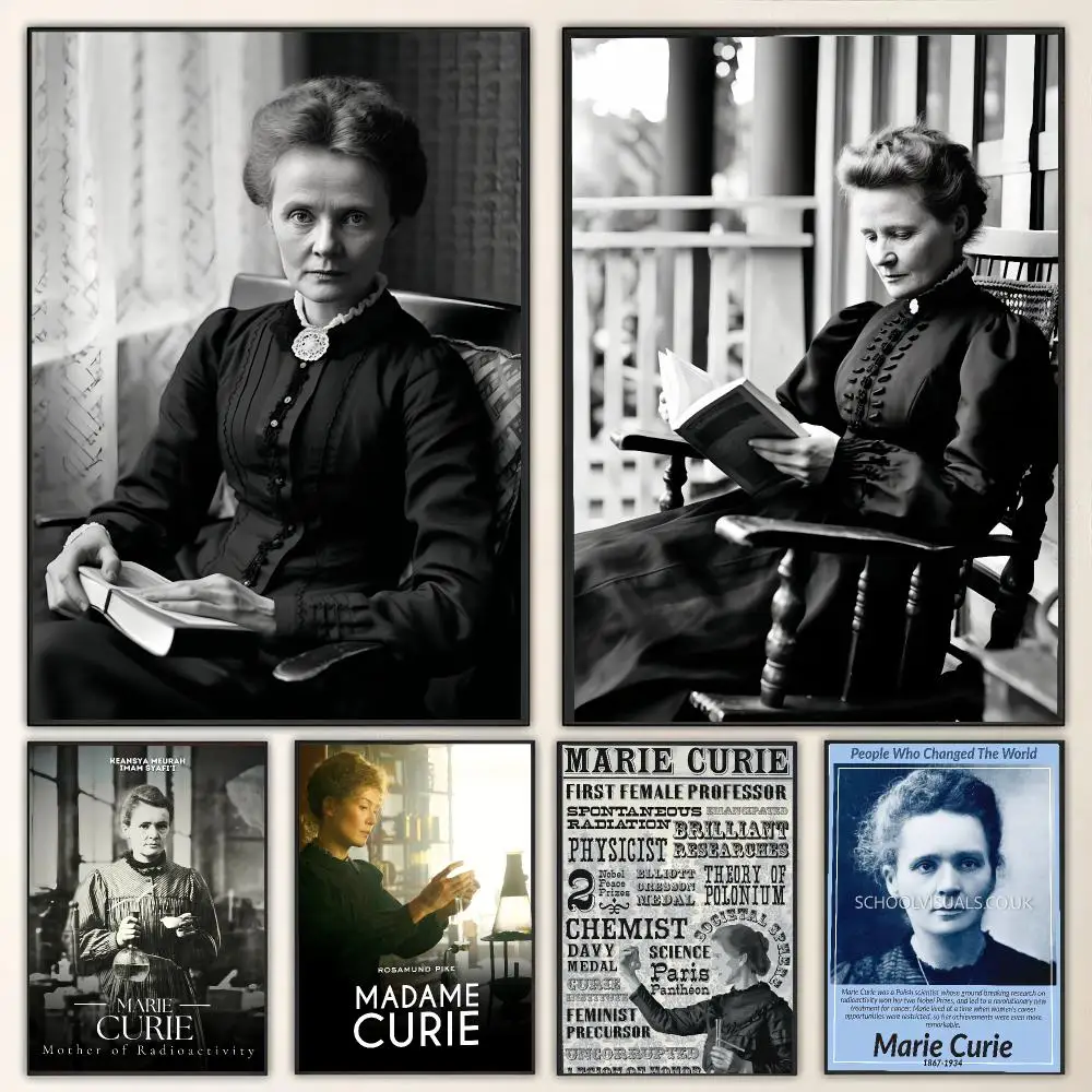 scientist pioneering M-Marie Curie Painting Calligraphy Canvas Poster Wall Art for Living Room Bedroom Cafe Decor Gift