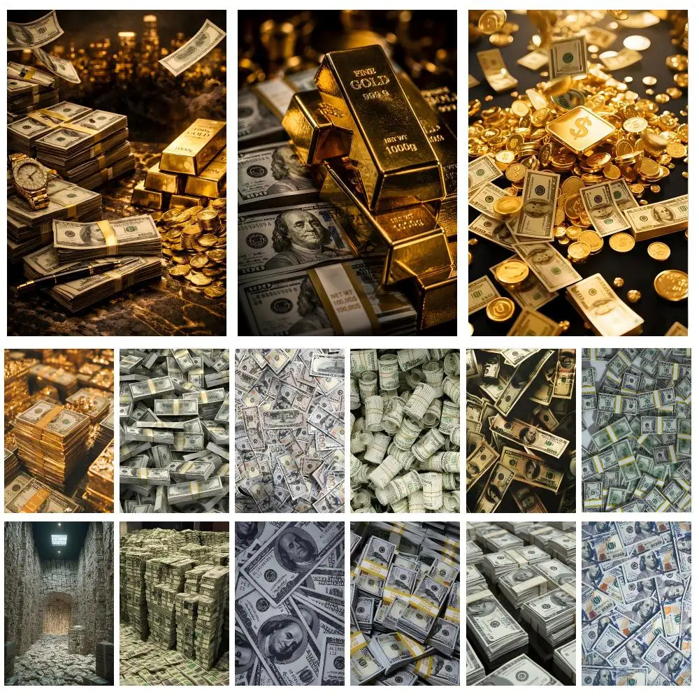 Asset Finance U.S. Dollars And Gold Poster High Quality HD Indoor Wall Art for Room Decor and Holiday Gifts