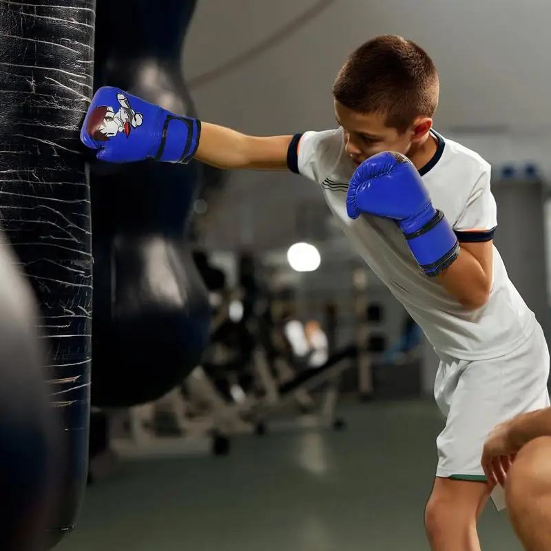 Gants de boxe pour enfants, sac de boxe en cuir PU, gants à motifs de dessins animés, équipement de Sparring pour enfants, dispositif d'entraînement de gymnastique à domicile pour Muay