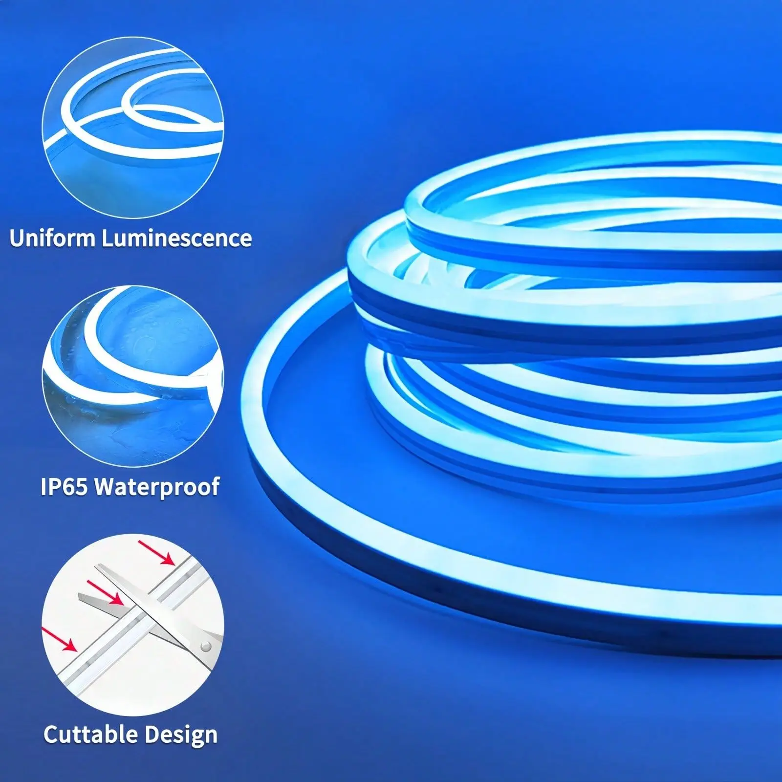 32.8 feet LED neon light, equipped with remote control APP for operation, powered by USB, waterproof flexible neon light strip