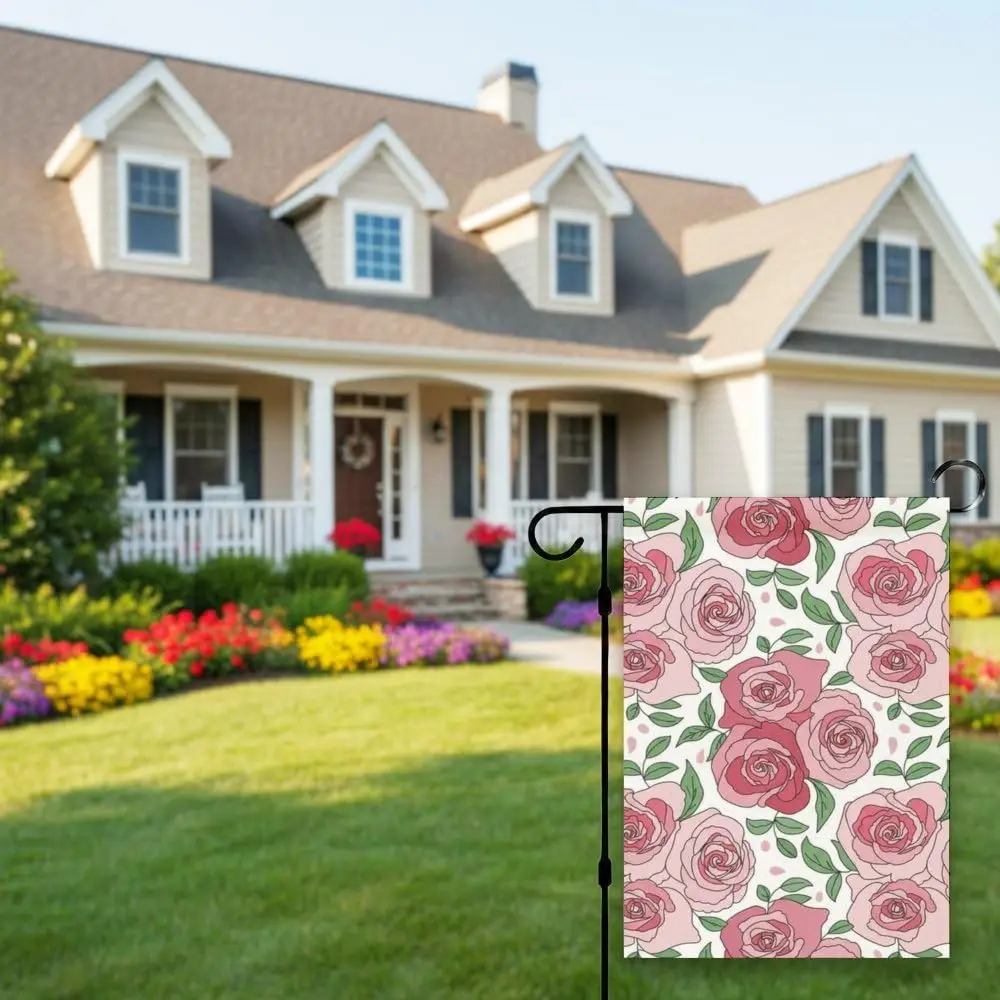 Garden flags retro roses valentine for woman garden flag 12x18 in outside flags for outdoor linen fade resistant flag decora ZZM