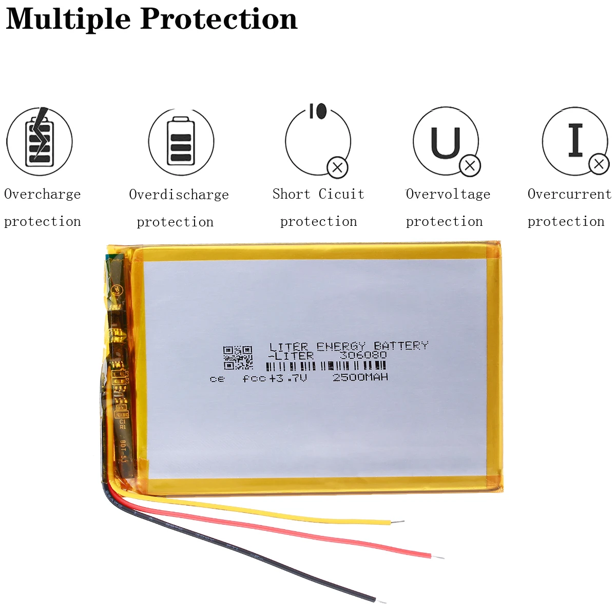 3 line Polymer lithium battery 306080 3.7V 2500MAH 306082 for electronic book crema sound replaced