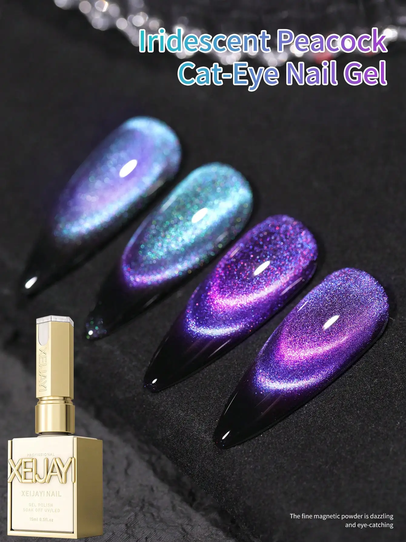 XEIJAYI 2 個キャットアイジェルネイルポリッシュグリッタースパンコールマニキュア取り外し可能な UV ポリッシュネイルアートネイルアートデザインに最適