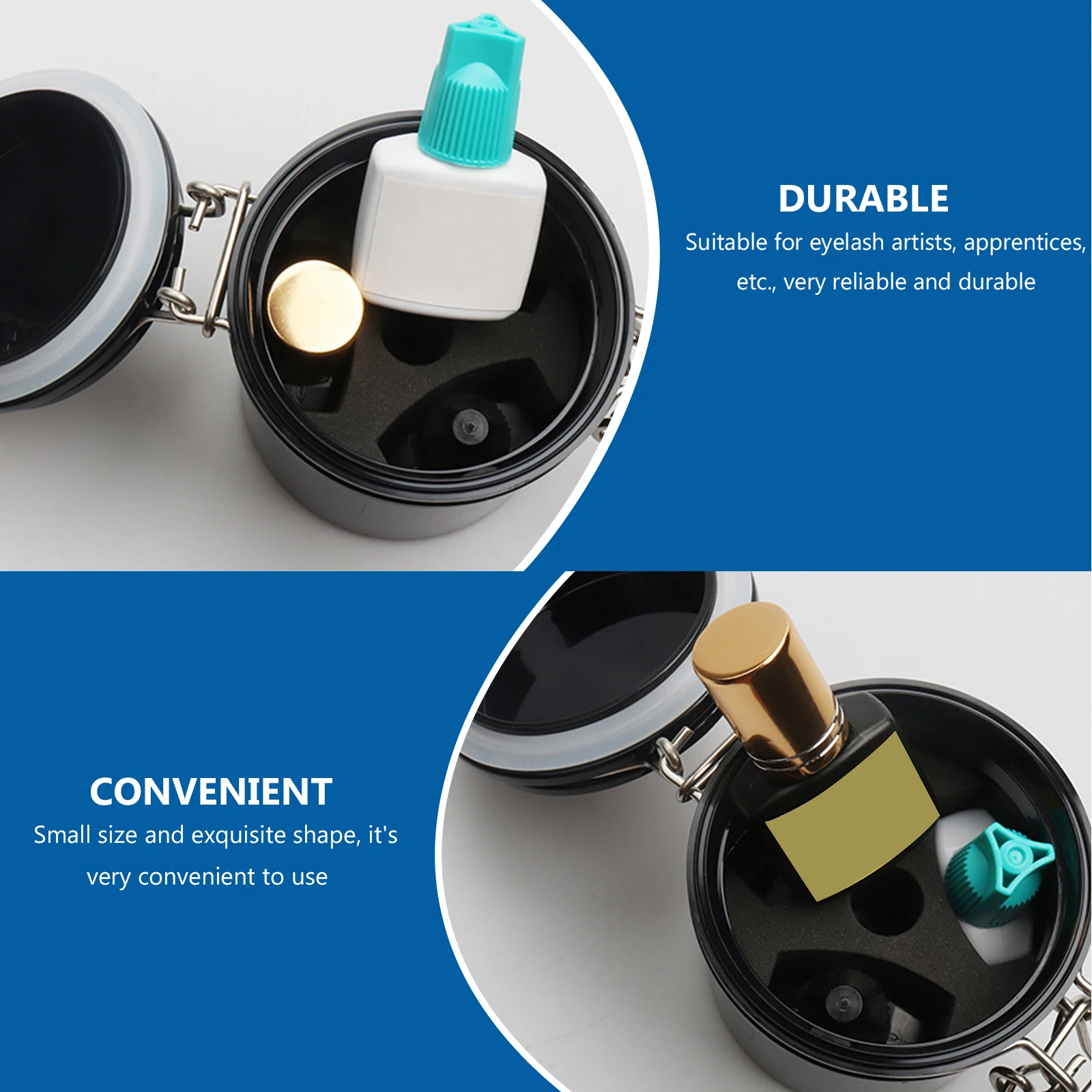 

3 PCS Activated Carbon Eyelash Glue Storage Tank Stainless Steel Extension Container