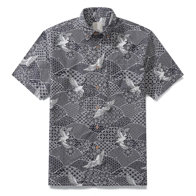 Ropa de diseñador para hombre, Camisa con estampado 3D de grullas coronadas Rojas, de gran tamaño, de viaje, Playa hawaiana, Harajuku, para verano, 2024