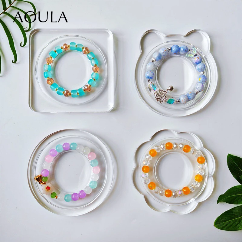Clear Acrylic Beading Board Crystal Bracelet Display Stand Holder Organizer Beaded Plate Tray for Livestreaming Photography Prop