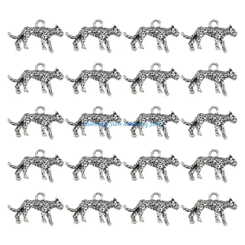 

573B Pack of 20 Alloy Leopard Pendants for Creative DIY Jewelry Projects and Accessories Animal Charm Necklaces Supplies