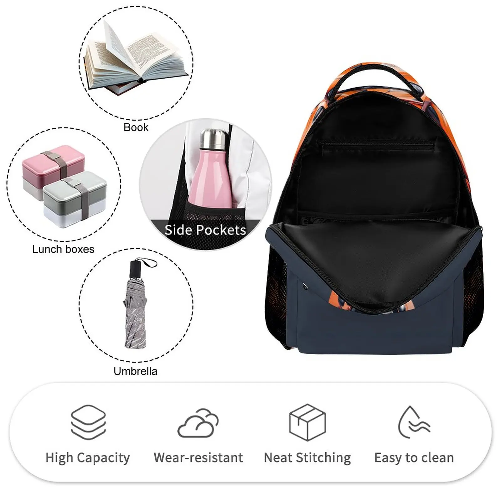 Imagem -03 - Fantástica Mochila de Carro Esportivo para Meninos e Meninas Círculo Simples Minimalista Mochilas Kawaii Mochilas Escolares Grandes Mochila Designer Viagem