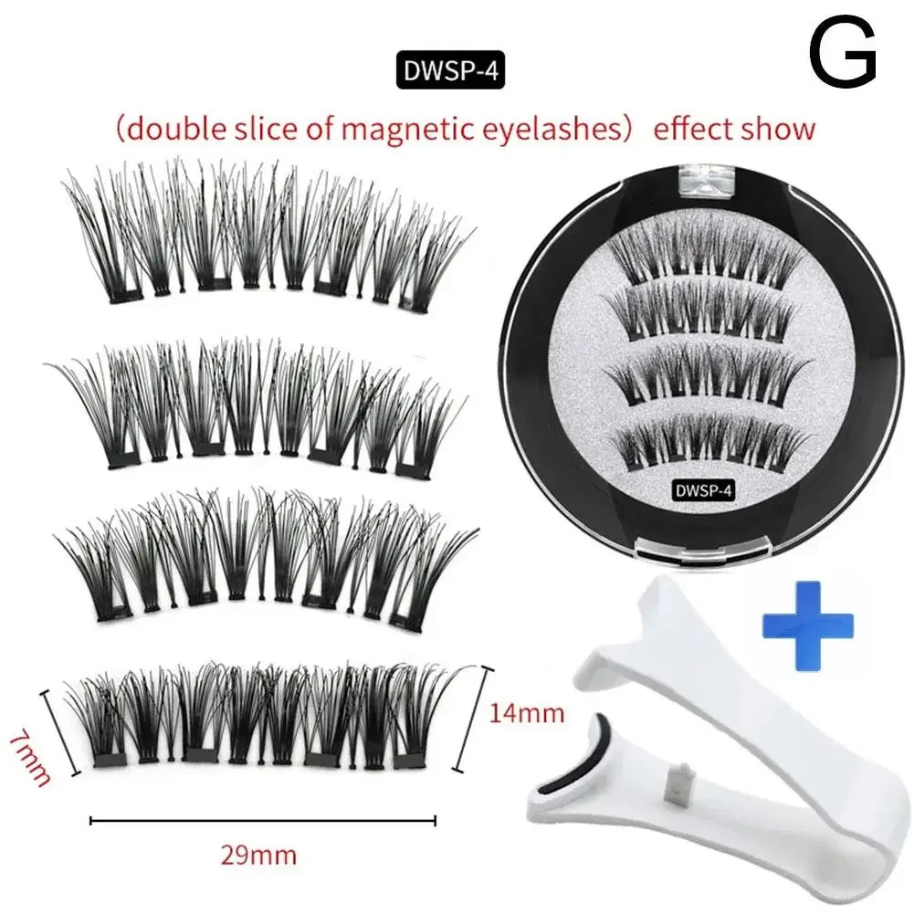 4 Magnetic False Eyelashes Natural Soft False Eyelashes Reusable Magnet Lashes Applicate Set Daily Beauty Eye Extension Makeup