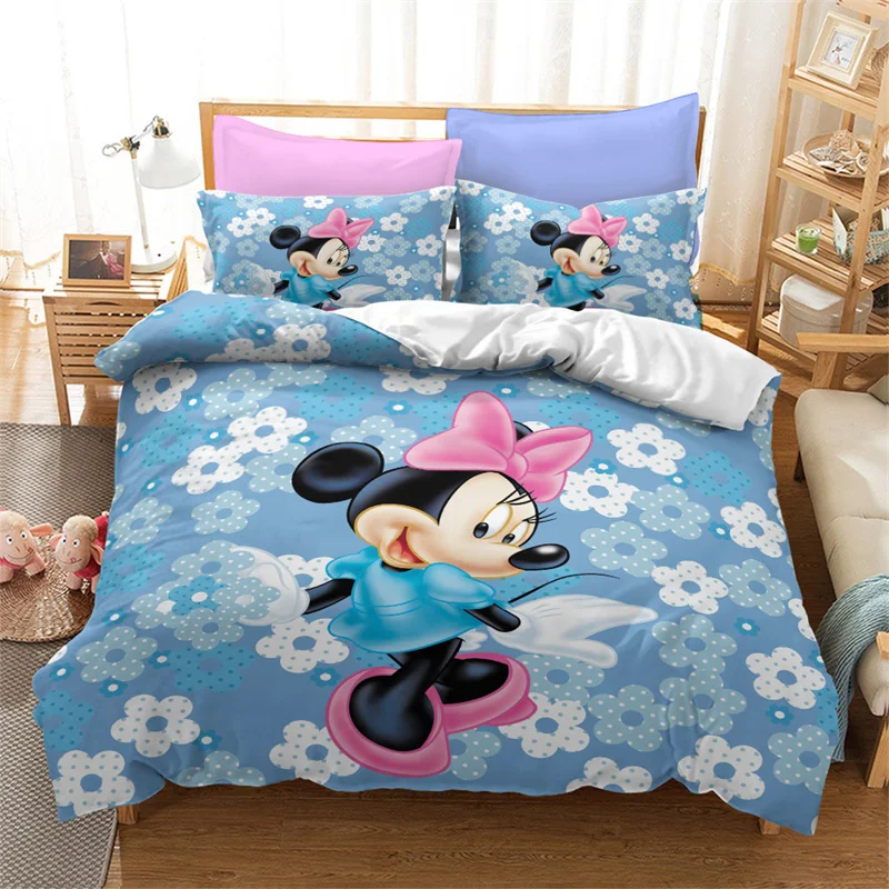 Disney Duvet Cover Sets Mickey Minnie Mouse Quilt Cover Pillow Case Digital Printed Bedding Set Boy Girl