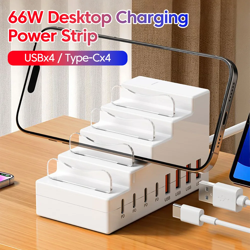USB to 4USB+4Type-C 8port Socket Bracket Charger Desktop Laptop Computer HUB USB Interface Extender Desktop Stand Power Strip