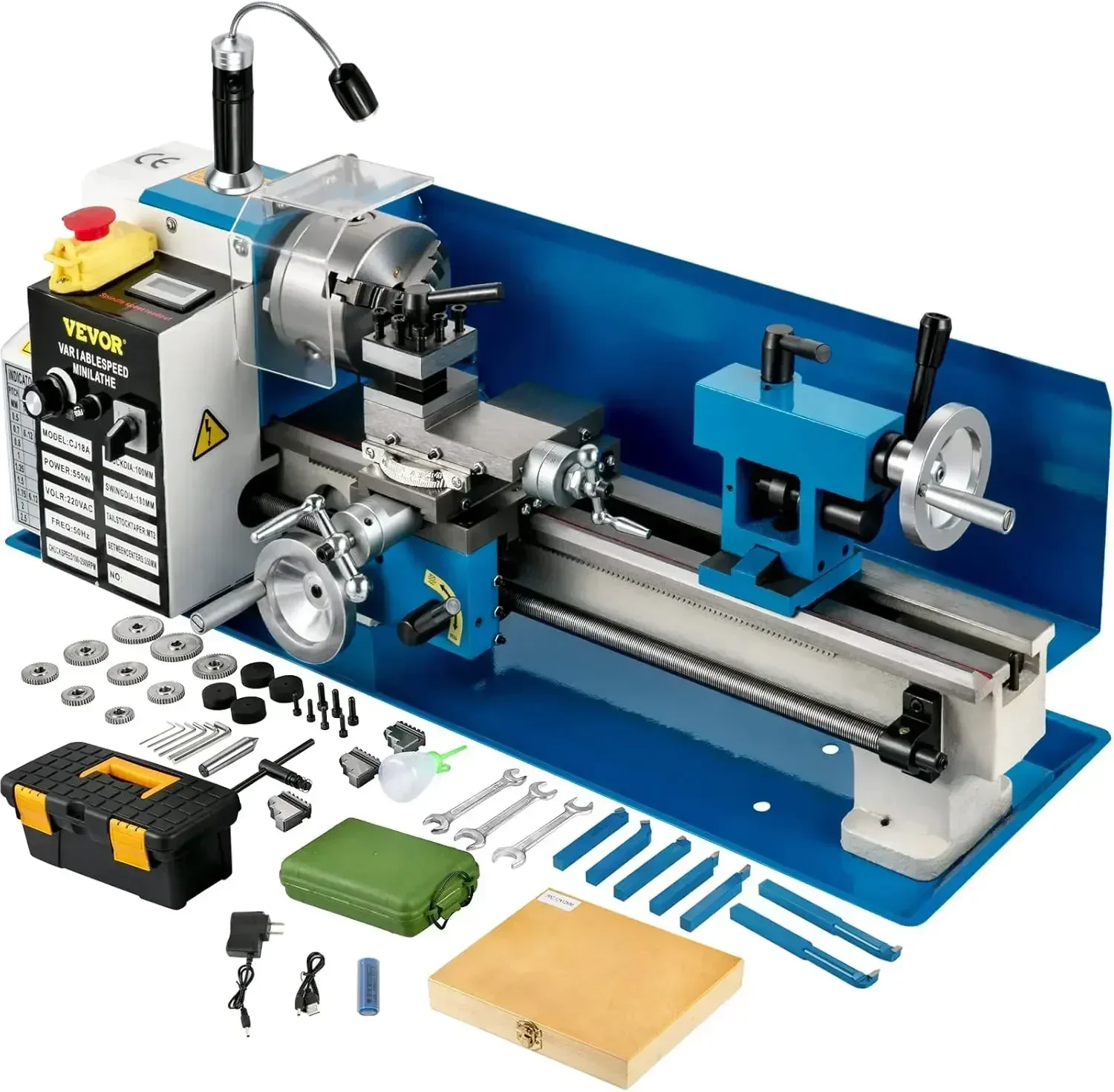 

Mini tornio per metalli per metalli da banco da 7"x14", con mini tornio CNC a 3 griffe, display digitale con mini tornio