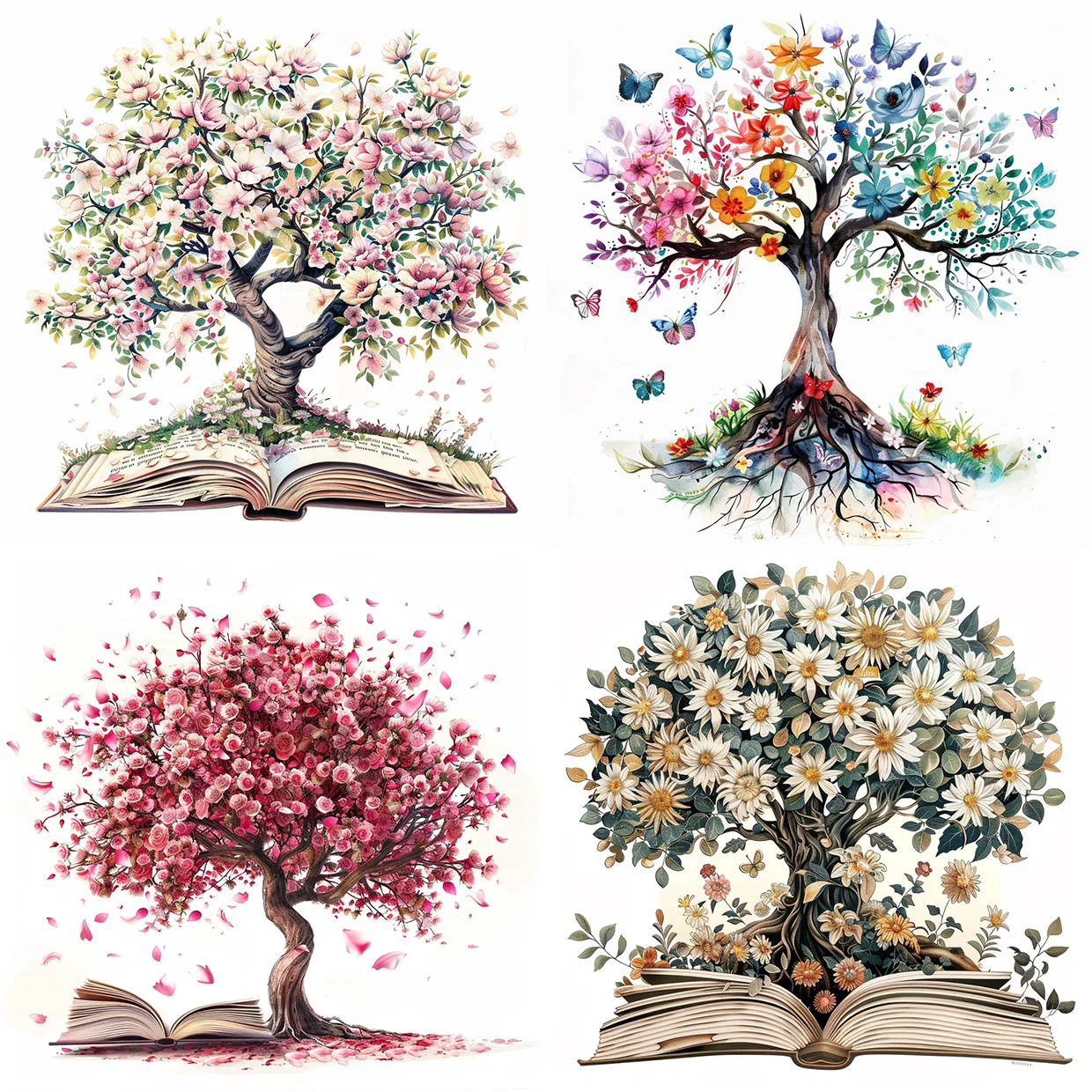 20pcs Tree of Life Flower Book Stickers Pack Varied for Kids Crafts Scrapbooking Luggage Laptop Car Aesthetic Decoration Decals