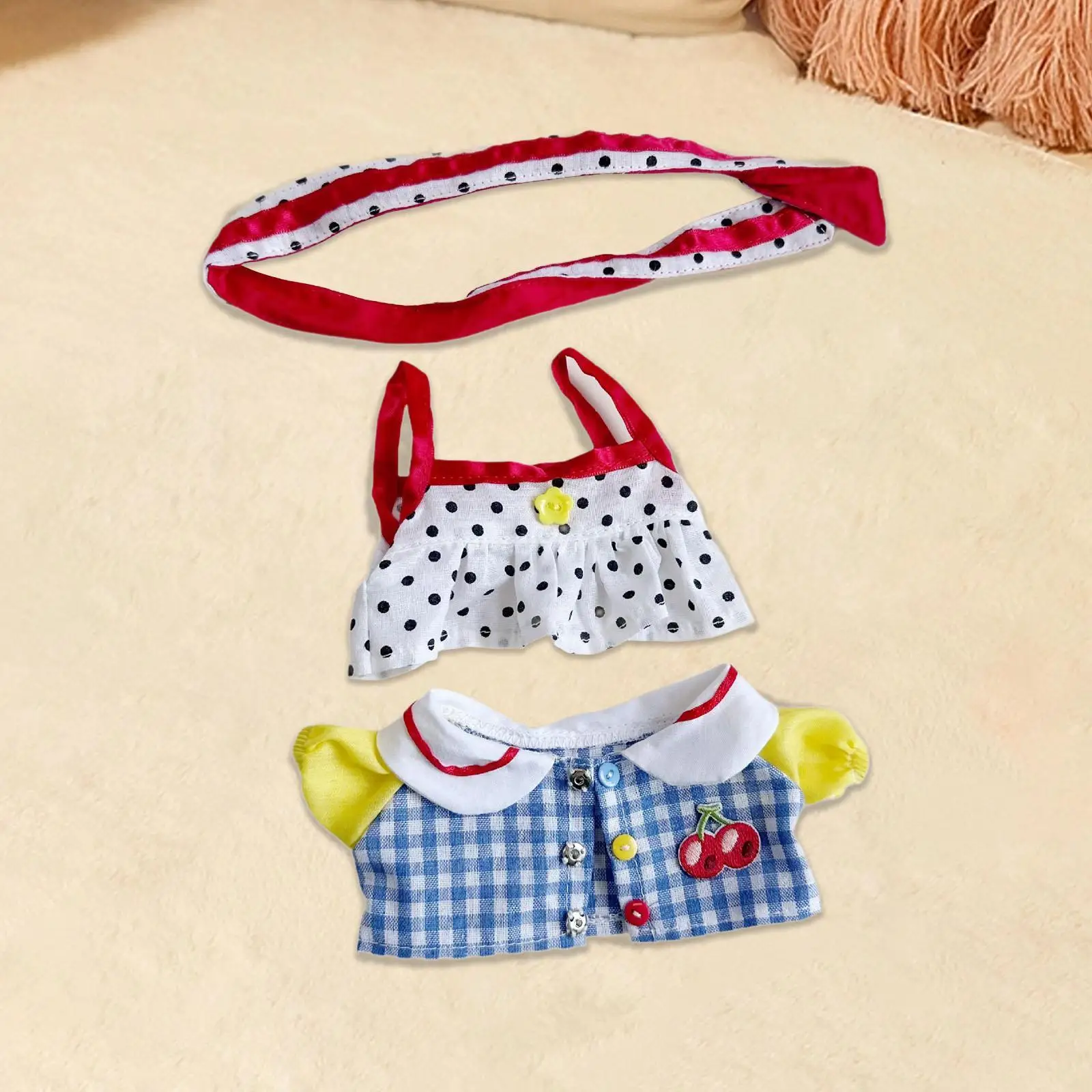 Doll Tops Suspender Skirt Fashion Costume Accessory with Hair Accessories Doll Clothes for 15cm Annoying Duck Kids Adults Gifts