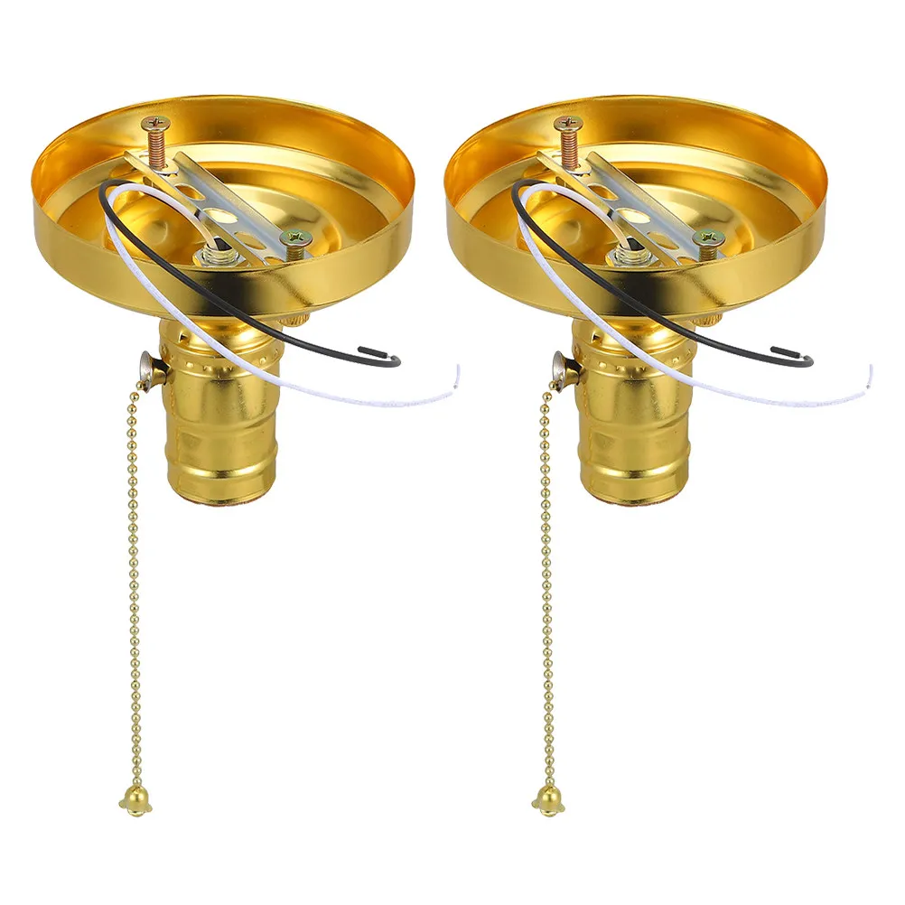 2Pcs E27 Vintage Light Socket Lamp Holder Pull String Switch Retro Ceiling Wall Mount Pendant Fixture Home Lighting Accessory