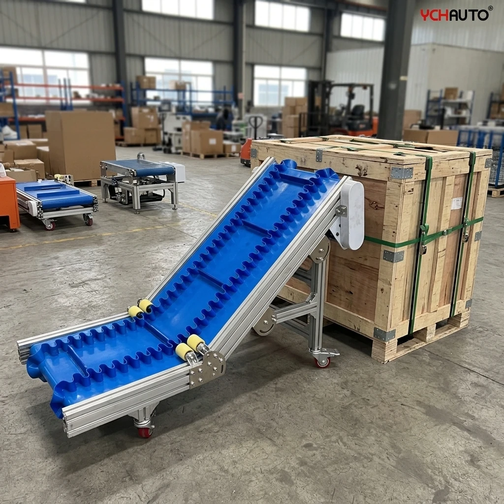 Vegetable Sorting Conveyor Heat Resistant Durable Inclined Pu Cleated Belt Adjustable Speed 500/600/800mm Width for Sale