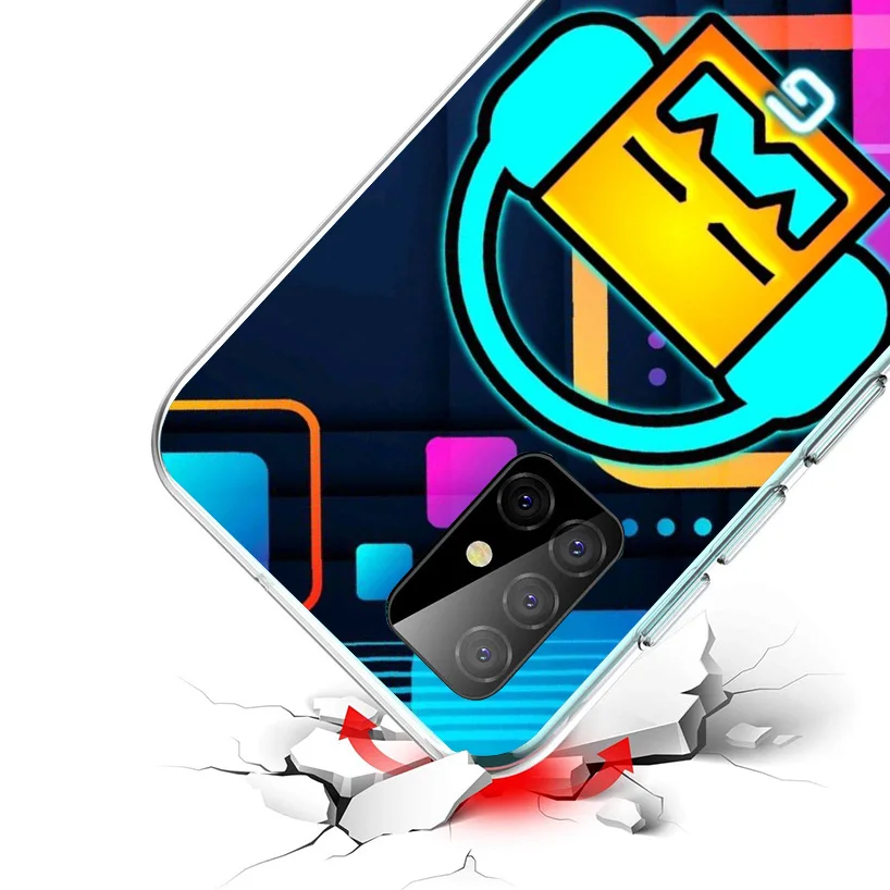 Geometry Dash Game Phone Case For Samsung Galaxy A14 A15 A13 A12 A54 A55 A53 A52 A04S A24 A25 A23 A22 A34 A35 A33 A32 A03S A02S