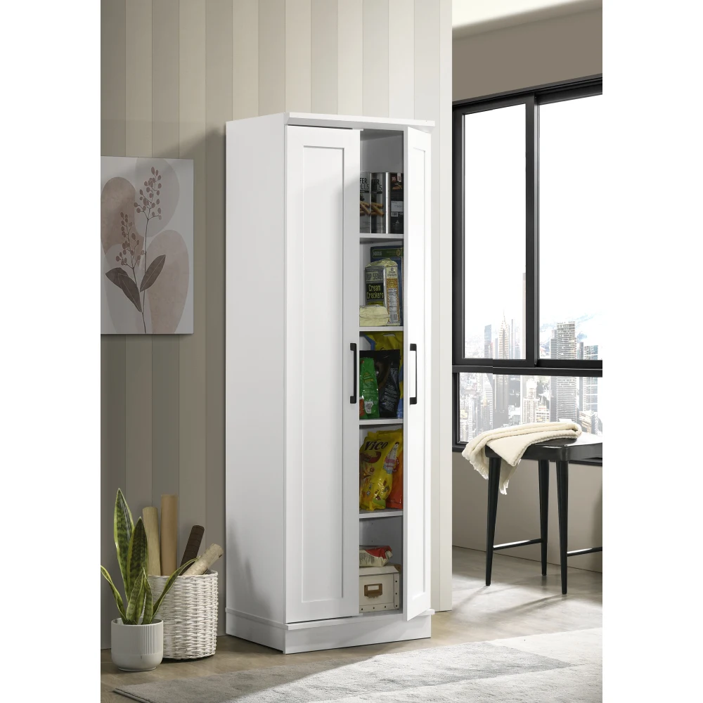 

23" Sleek Storage Cabinet with Framed Panel Design,4 Adjustable Shelves,for Living room,bedroom,Modern-style storage cabinet