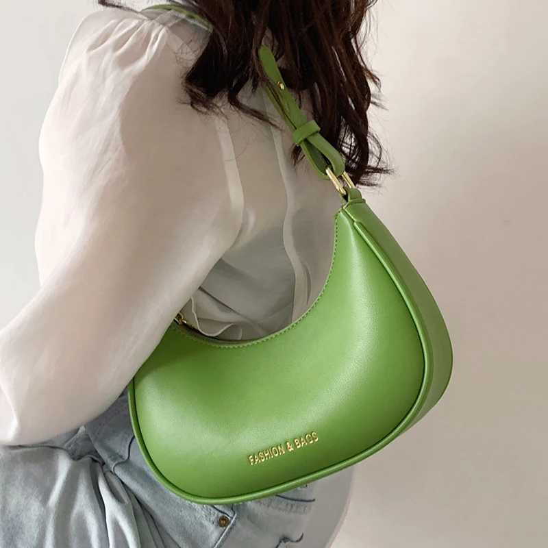 Bags For Women 2024 Half-moon Small Underarm Bags Mini Clutch Bag Pu Leather Handbags Luxury Brand Ladies Hobo Shoulder Purse