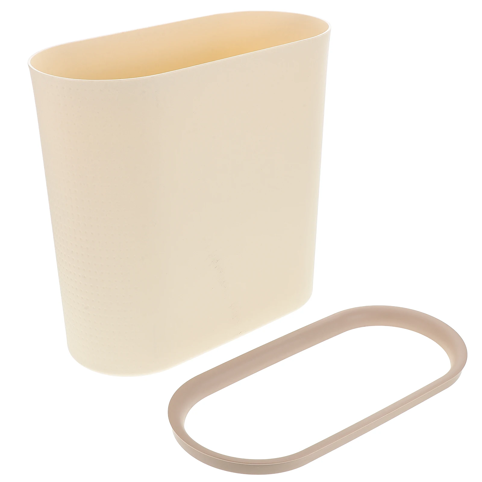 

Large Crevice Trash Can Garbage Bin for Bathroom Bedroom Kitchen Dorm Modern Waste Basket Beige Slim Space Saving Lidless Design
