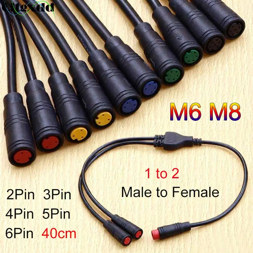 M6 M8 2 3 4 5 6 Pin Core 1 Male To 2 Female Electric Butt Cable Plug Connector Scooter Brake Waterproof Signal Sensor Cord