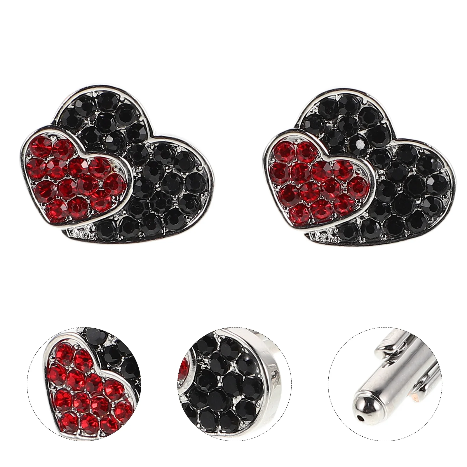 

2Pcs Heart Shaped Rhinestone for Men Women Shirt Sleeve Buttons Fashion Accessories Elegant Decorative Jewelry