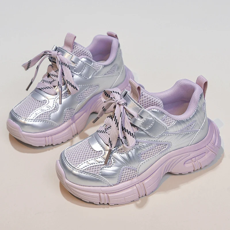 

PU Leather Sport Shoes For Children Trend Fashion Teenager Kid's Sneakers Anti-slippery Boy's Girl's Running Shoes Casual Shoes