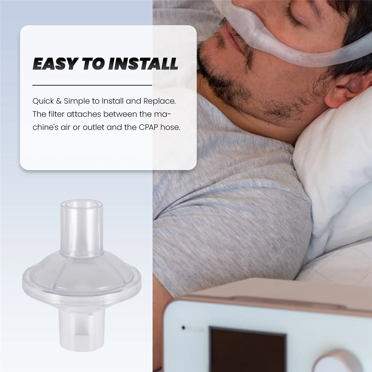 Y15AViral In-Line Outlet Filter ใช้งานร่วมกับสําหรับ Resmed, เครื่อง Dreamstation CPAP/BiPAP, 12 แพ็ค