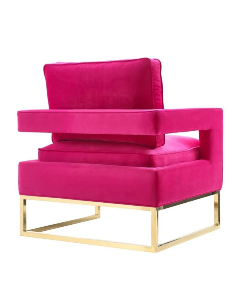 Designer Pink Flannel Couch Living Room Reception Chair