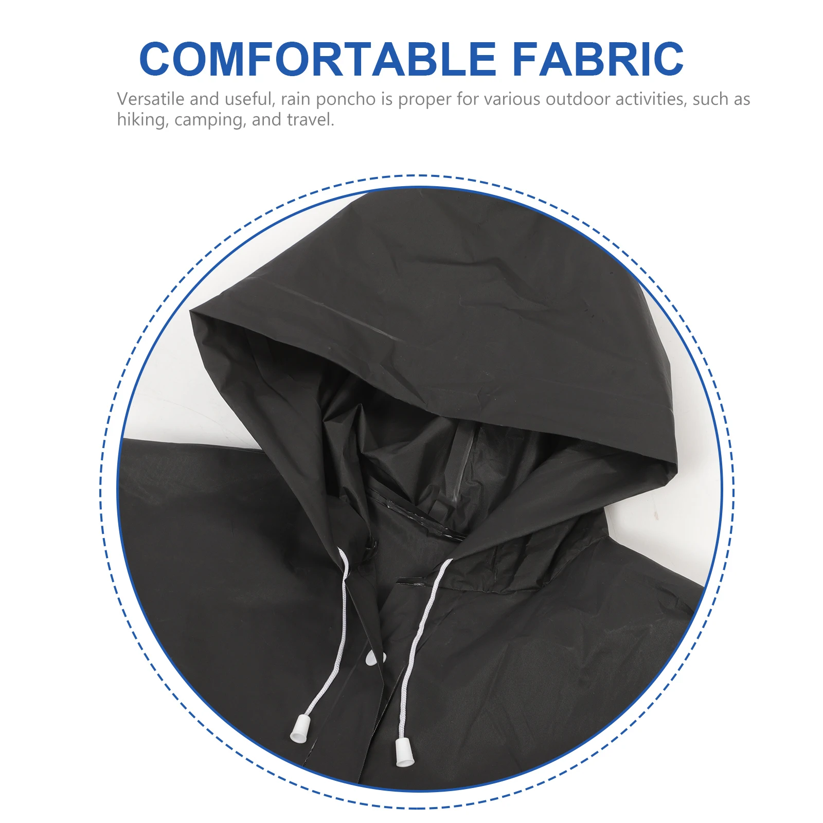 

Long Waterproof Raincoat Black EVA Material Reusable Poncho for Adults Men Women Outdoor Hiking Camping Travel Full Body