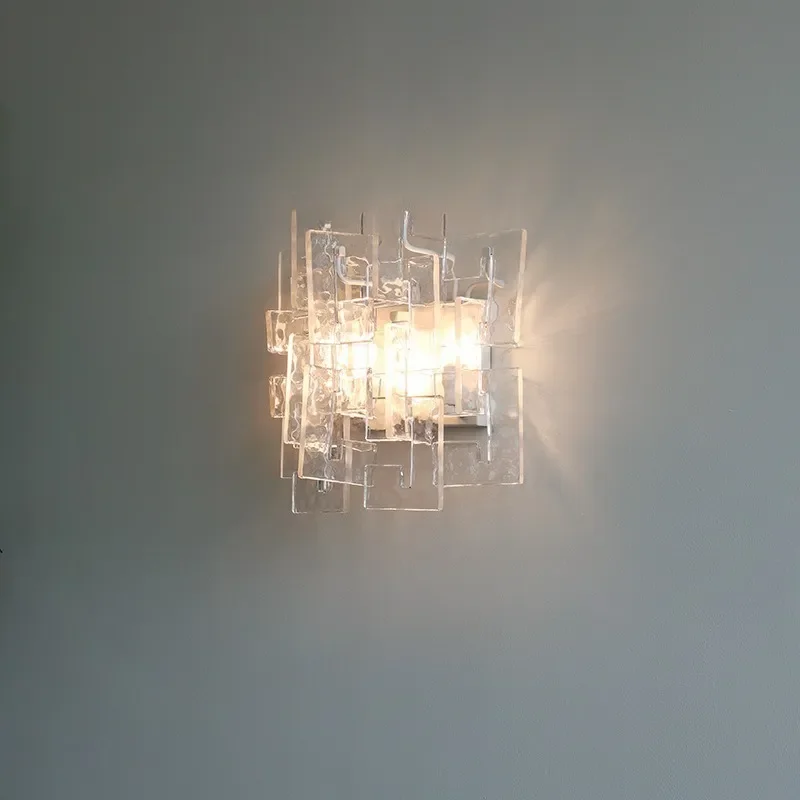 Vintage Medieval Glass Wall Sconce American French Style Living Room TV Background Bedroom Corridor Bedside Lighting Fixture