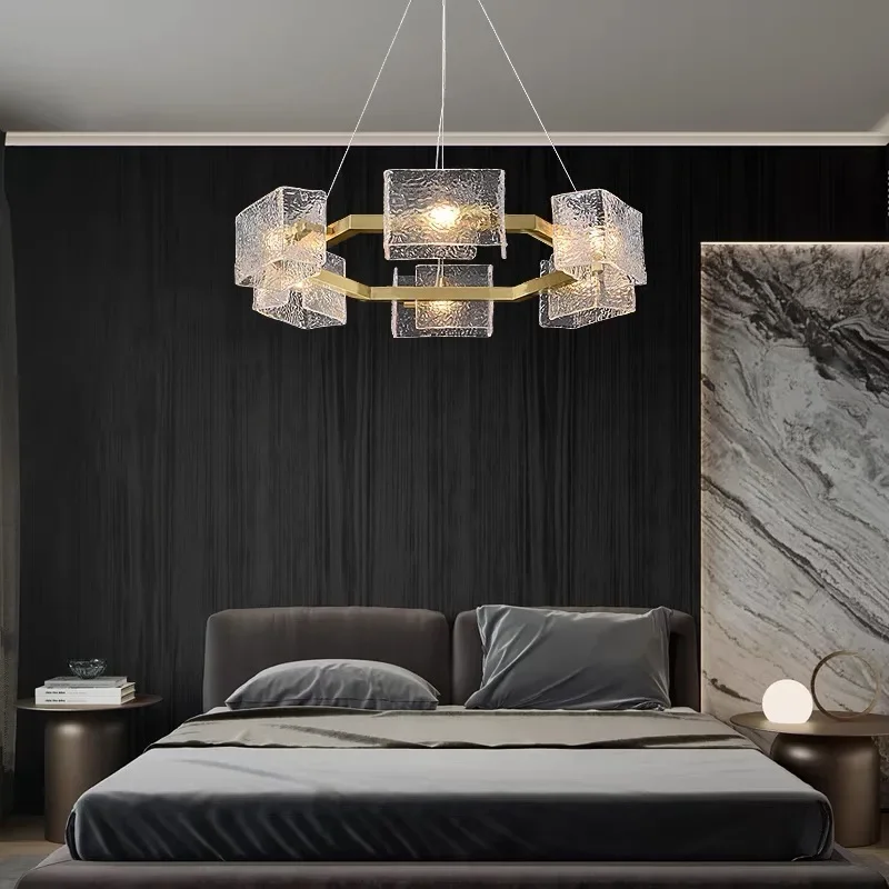 Nordic Luxury Crystal Chandelier for Living Room Dining Room Glass Pendant Light Gold Luster Bar Table Hanging Lamps