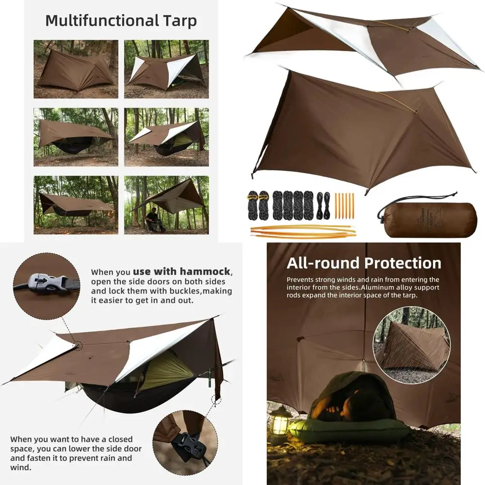 

Легкий водонепроницаемый тент-навес для гамака 14 футов с дверями, идеально подходит для походов, пеших прогулок и кемпинга