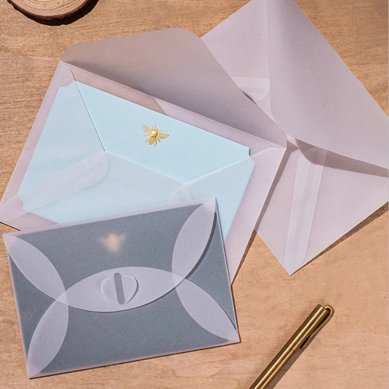 

10pcs/lot Translucent Envelope for Invitations Wedding Sulfuric Acid Paper Postcards European Message Card Envelopes for Letters