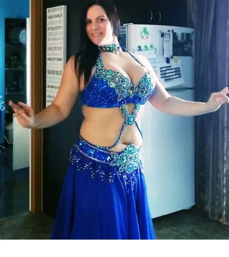 Conjunto de traje de danza del vientre profesional para mujer, trajes de actuación, ropa de bailarina de Bollywood, gran oferta