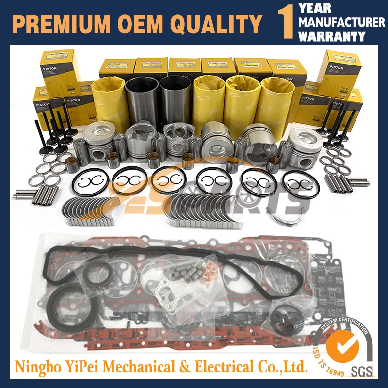 DB58 DB58T DB58TIS Overhaul Rebuild Kit Piston Liner with Gasket for Doosan Daewoo Engine Solar 225LC 130 DH220-5 Excavator