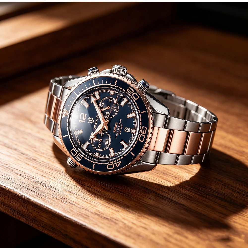 QINGXIYA Modische, kreative Herren-Quarzuhr, wasserdicht, leuchtend, Sport-Chronograph, Herrenuhr mit Datumsanzeige, Business-Uhren für Herren, Reloj – Detail 8
