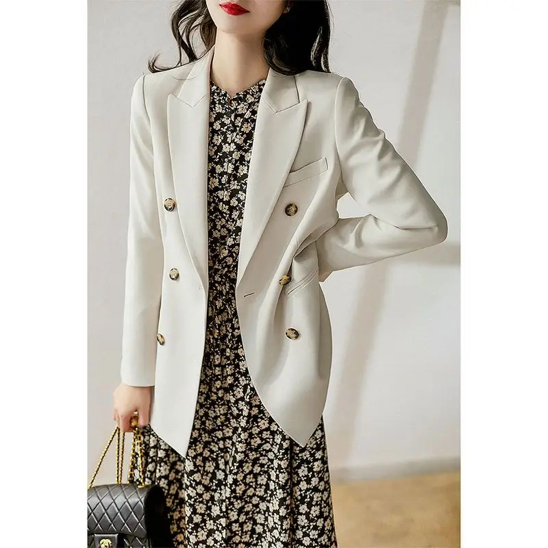 Women\'s Clothing 2023 Casual Office Lady Fashion Solid Color Loose Notched Temperament Blazers Button Pockets Spring Summer Thin