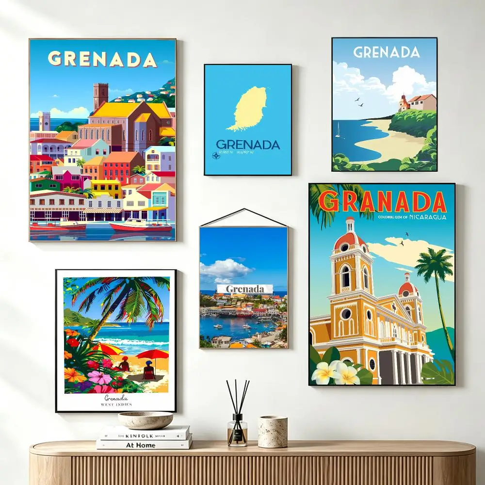 Scenic Caribbean Island G-Grenada Poster Printed Wall Decal for Bedroom Study Decor Gifts