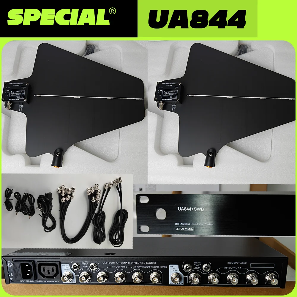 UA844 Antenna Distribution System 2X4 Channel Splitter RF Signal Distributor For Wireless Microphone 400M 460-950Mhz