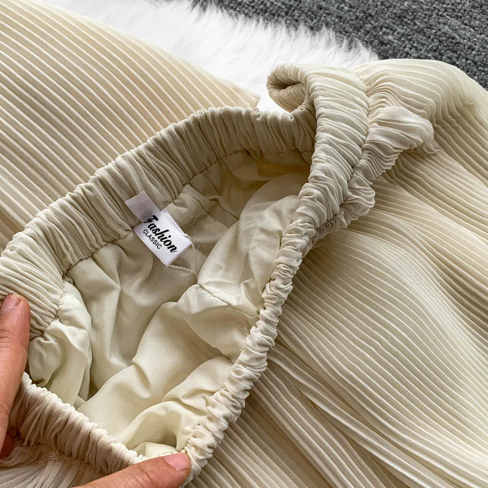 Women Luxury Halter Twist Knot Set Pleated Pants Design Lady Elegant Party Dinner Charming Wedding Honeymoon Beach Vacation Suit