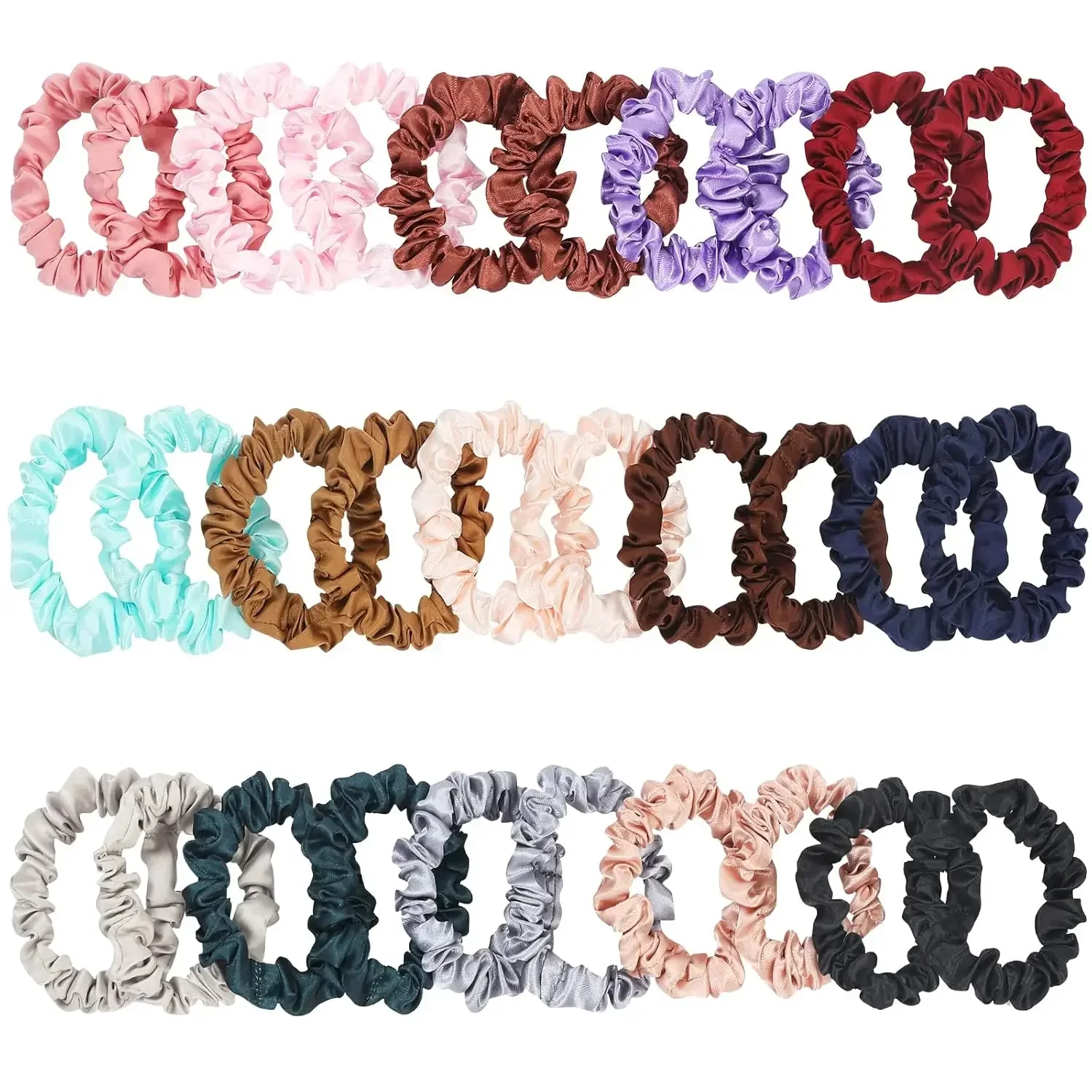 

30Pcs Small Silk Satin Hair Scrunchies, Hair Ties for Women Girls Hair Accessories Gift (Multicolor A)