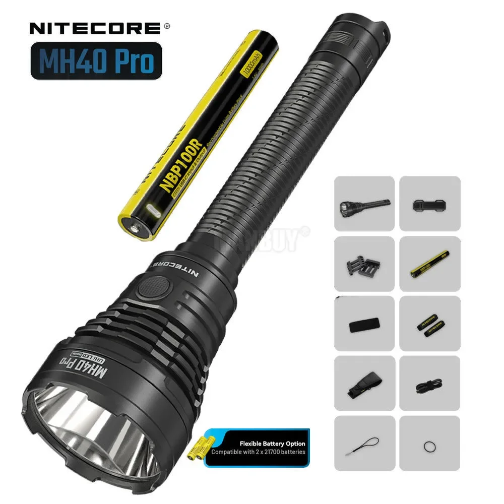 2024 NITECORE MH40 Pro LED 3500 Lumens USB-C Rechargeable Ultra Bright Long Rang Outdoor Flashlight with Wireless Remote Switch