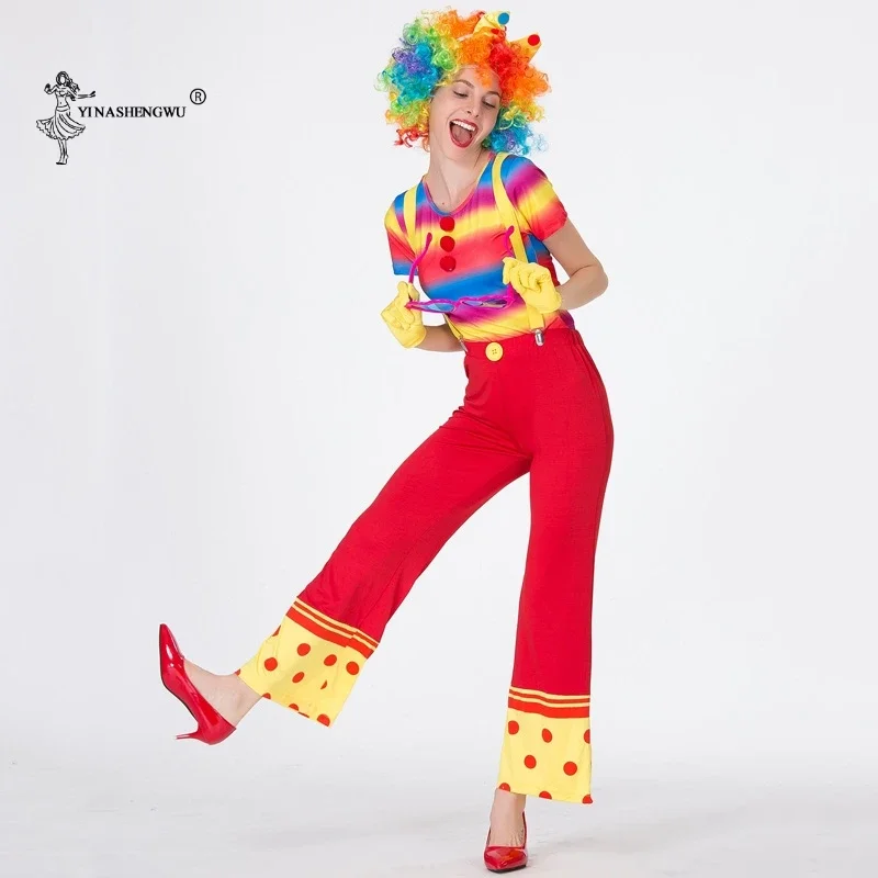 Clown Costume Cosplay Halloween Costume Adult Party Carnival Adult Circus Clown Naughty Harlequin Cosplay Clothing for Women AS1