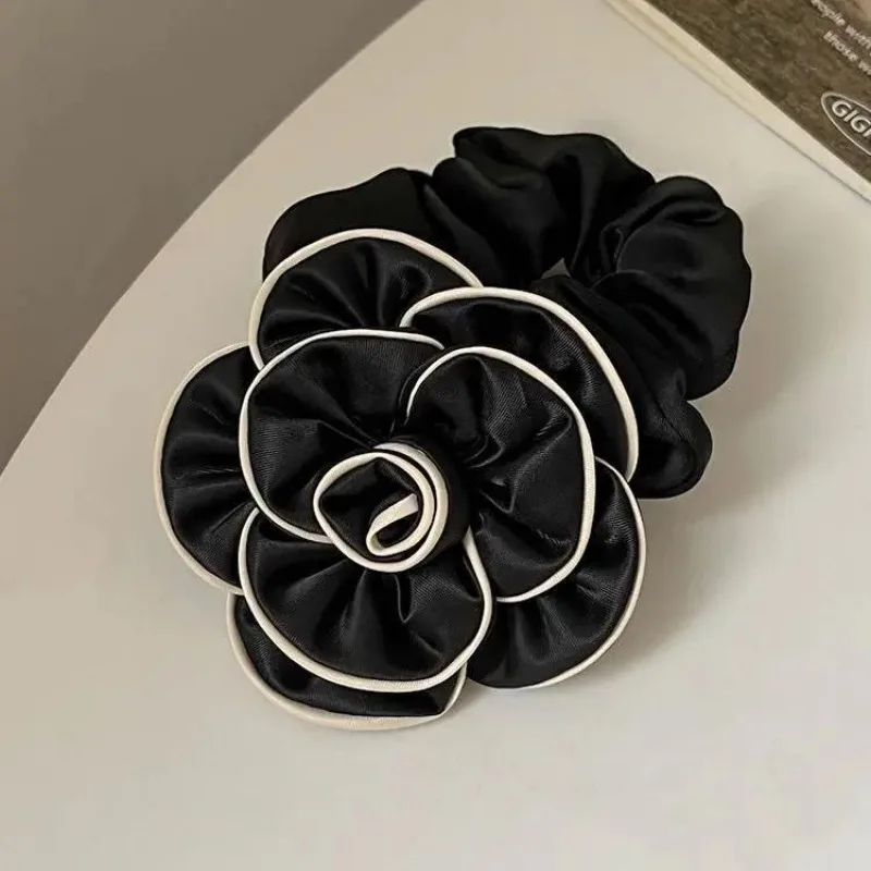 

Элегантная повязка на голову с цветком камелии, аксессуары для волос, женская элегантная резинка для волос в стиле ретро, эластичные резинки для волос с хвостиком, головной убор для девочек