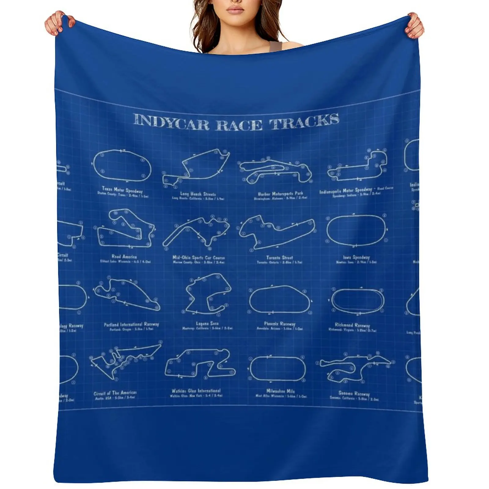 

Indycar Race Tracks (Bueprint Version) Throw Blanket for babies Plush cosplay anime Blankets
