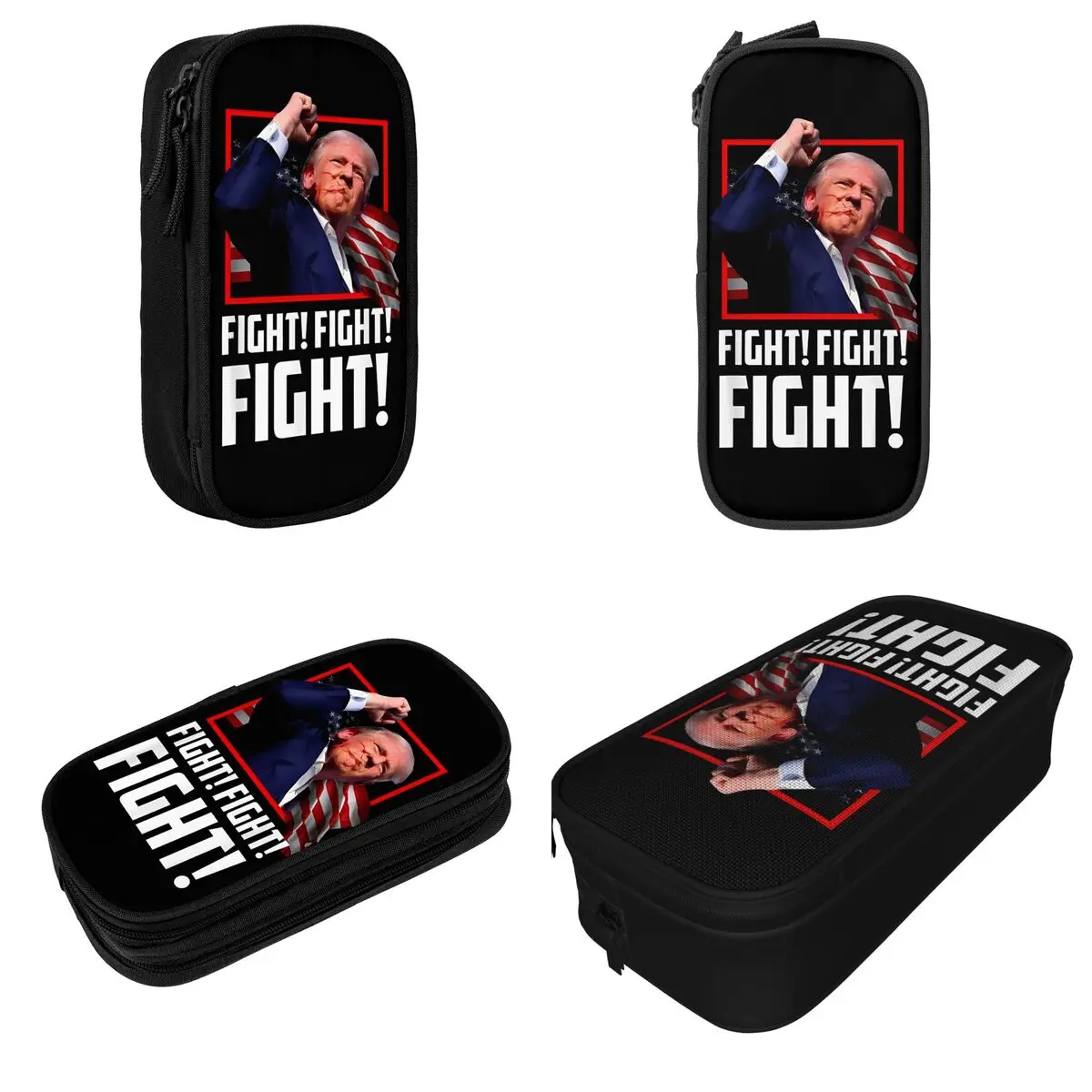 Estuche grande para lápices de doble capa, bolsa de maquillaje, regalo increíble, Trump Merch 2024, Presidente Trump Shot, papelería para niñas