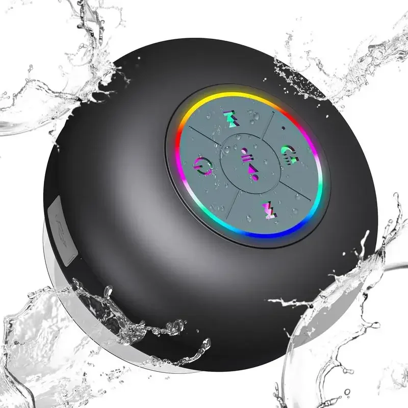Bathroom Shower Singing Essential: IPX6 Waterproof Speaker with Cool LED Light Show, Hands-Free Calling & USB Rechargeable
